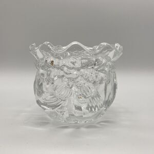 IMPERIAL CRYSTAL Fine 24% Lead  Flower Bouquet/Heavy  Candy Dish Bowl